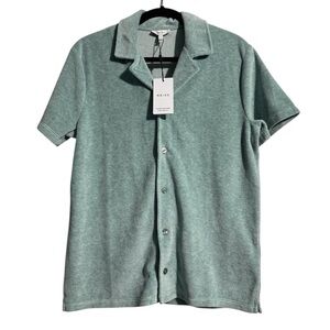 Reiss Crosby Cuban Collar Shirt –Velour– Size Small – Button Up Resort Vacation